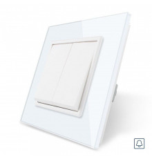 Двухклавишная кнопка Импульсный выключатель белый стекло Livolo (VL-C7K2H-11)