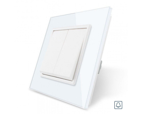 Двухклавишная кнопка Импульсный выключатель белый стекло Livolo (VL-C7K2H-11)