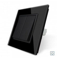 Двухклавишная кнопка Импульсный выключатель черный стекло Livolo (VL-C7K2H-12)