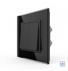 Двухклавишный перекрестный выключатель черный Livolo (VL-C7FCMM10A-1BP)