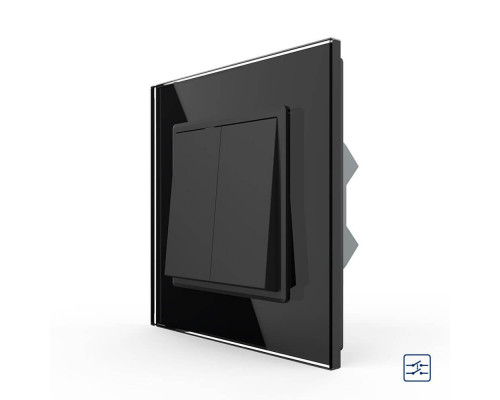 Двухклавишный перекрестный выключатель черный Livolo (VL-C7FCMM10A-1BP)