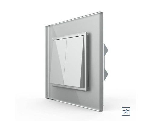 Двухклавишный перекрестный выключатель серый Livolo (VL-C7FCMM10A-1IP)