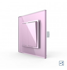 Двухклавишный проходной выключатель розовый стекло Livolo (VL-C7K2S-17)