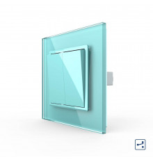 Двухклавишный проходной выключатель зеленый стекло Livolo (VL-C7K2S-18)