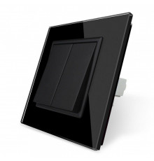 Двухклавишный выключатель черный стекло Livolo (VL-C7K2-12)