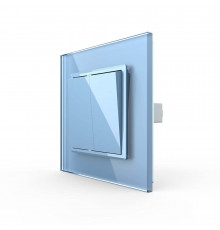 Двухклавишный выключатель голубой стекло Livolo (VL-C7K2-19)