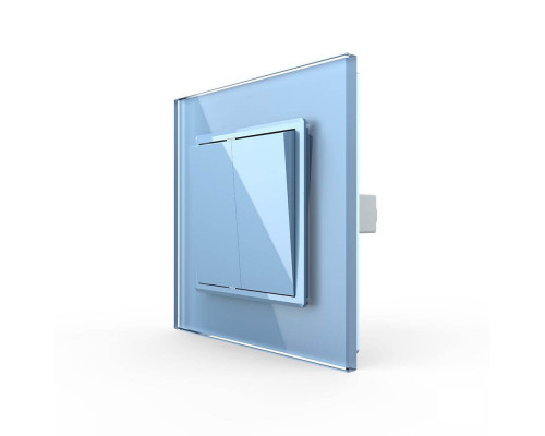 Двухклавишный выключатель голубой стекло Livolo (VL-C7K2-19)