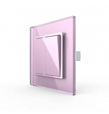 Двухклавишный выключатель розовый стекло Livolo (VL-C7K2-17)