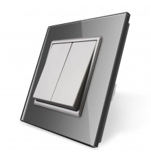 Двухклавишный выключатель серый стекло Livolo (VL-C7K2-15)