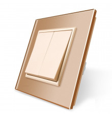 Двухклавишный выключатель золотой стекло Livolo (VL-C7K2-13)