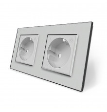 Двухместная умная розетка ZigBee с заземлением серый Livolo (VL-C7FCTC16AZ-4IP)