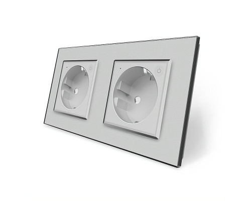 Двухместная умная розетка ZigBee с заземлением серый Livolo (VL-C7FCTC16AZ-4IP)