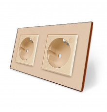 Двухместная умная розетка ZigBee с заземлением золотой Livolo (VL-C7FCTC16AZ-4AP)