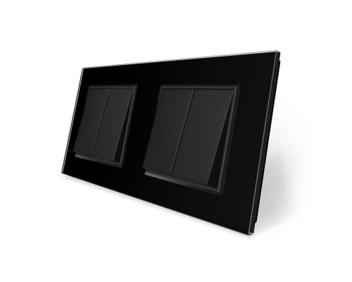 Комплект двухклавишных выключателей черный стекло Livolo (VL-C7K2K2-12)