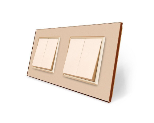 Комплект двухклавишных выключателей золотой стекло Livolo (VL-C7K2K2-13)