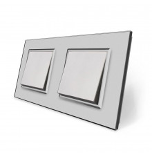 Комплект одноклавишных выключателей серый стекло Livolo (VL-C7K1K1-15)