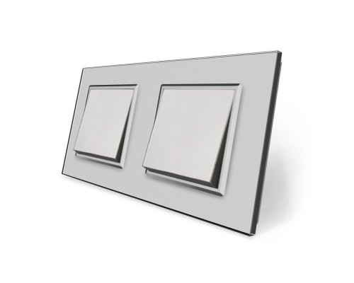 Комплект одноклавишных выключателей серый стекло Livolo (VL-C7K1K1-15)