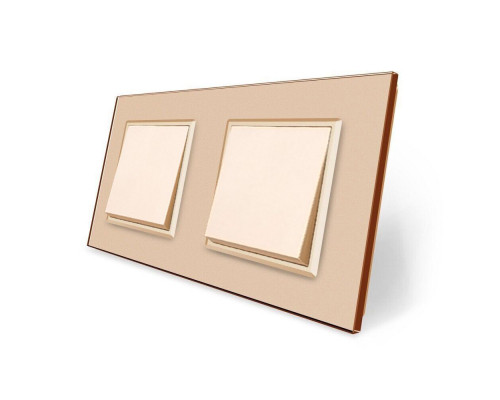 Комплект одноклавишных выключателей золотой стекло Livolo (VL-C7K1K1-13)