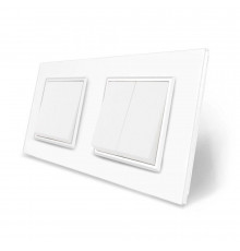 Комплект одноклавишный с двоклавишным выключателем белый стекло Livolo (VL-C7K1K2-11)