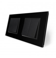 Комплект одноклавишный с двоклавишным выключателем черный стекло Livolo (VL-C7K1K2-12)