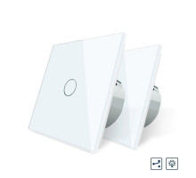 Комплект Сенсорный проходной диммер белый стекло Livolo (VL-C701H/C701H/S1B-11)