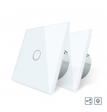 Комплект Сенсорный проходной диммер белый стекло Livolo (VL-C701H/C701H/S1B-11)
