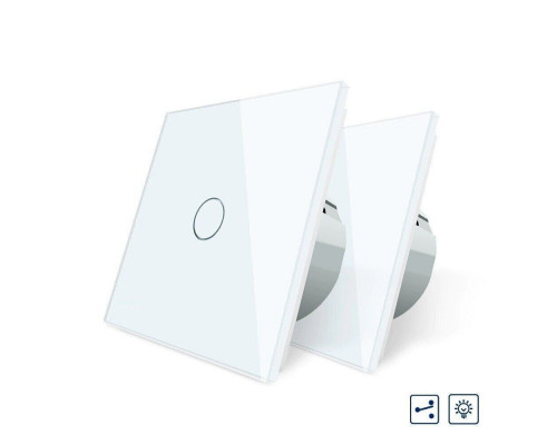 Комплект Сенсорный проходной диммер белый стекло Livolo (VL-C701H/C701H/S1B-11)