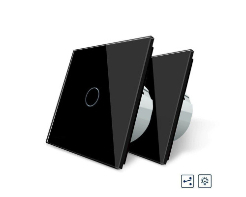 Комплект Сенсорный проходной диммер черный стекло Livolo (VL-C701H/C701H/S1B-12)