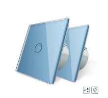 Комплект Сенсорный проходной диммер голубой стекло Livolo (VL-C701H/C701H/S1B-19)