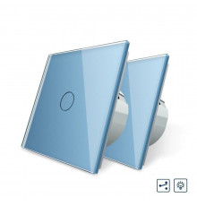 Комплект Сенсорный проходной диммер голубой стекло Livolo (VL-C701H/C701H/S1B-19)