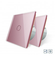 Комплект Сенсорный проходной диммер розовый стекло Livolo (VL-C701H/C701H/S1B-17)