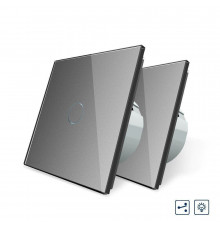 Комплект Сенсорный проходной диммер серый стекло Livolo (VL-C701H/C701H/S1B-15)