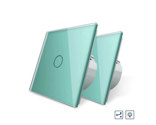 Комплект Сенсорный проходной диммер зеленый стекло Livolo (VL-C701H/C701H/S1B-18)