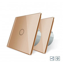 Комплект Сенсорный проходной диммер золото стекло Livolo (VL-C701H/C701H/S1B-13)