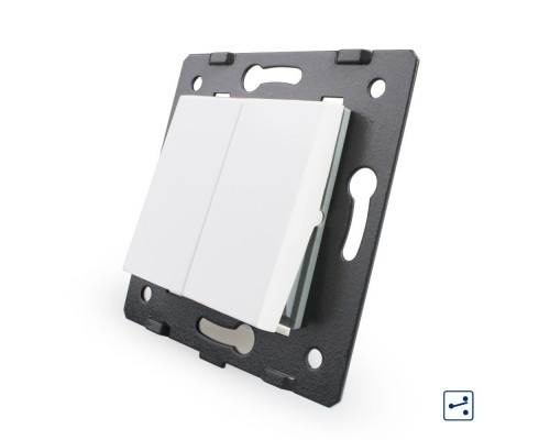 Механизм двухклавишный проходной выключатель белый Livolo (C7-K2S-11)