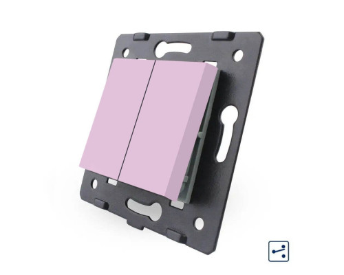 Механизм двухклавишный проходной выключатель розовый Livolo (C7-K2S-17)