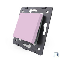 Механизм одноклавишный проходной выключатель розовый Livolo (C7-K1S-17)