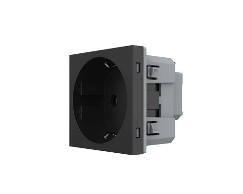 Механизм розетка с самозажимными клеммами с заземлением черный Livolo (VL-FCTC16A-2BPS01)