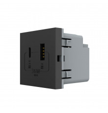 Механизм розетка USB-A и USB-C 36W черный (VL-FCUA18W.UC18W-2BP)