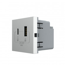 Механизм розетка USB-A и USB-C 36W серый (VL-FCUA18W.UC18W-2IP)