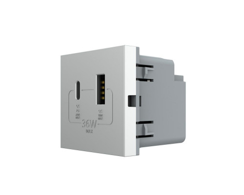 Механизм розетка USB-A и USB-C 36W серый (VL-FCUA18W.UC18W-2IP)