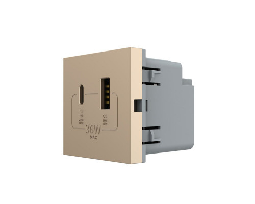Механизм розетка USB-A и USB-C 36W золотой (VL-FCUA18W.UC18W-2AP)