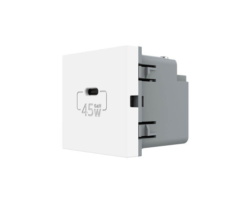 Механизм розетка USB type C с блоком питания 45W белый Livolo (VL-FCUC-2WP)