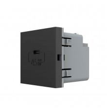 Механизм розетка USB type C с блоком питания 45W черный Livolo (VL-FCUC-2BP)