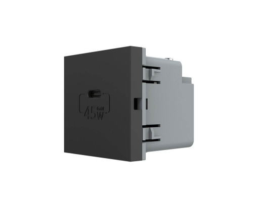 Механизм розетка USB type C с блоком питания 45W черный Livolo (VL-FCUC-2BP)