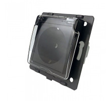 Механизм розетка влагозащищенная с крышкой черный Livolo (C7-C1EUWF-12)