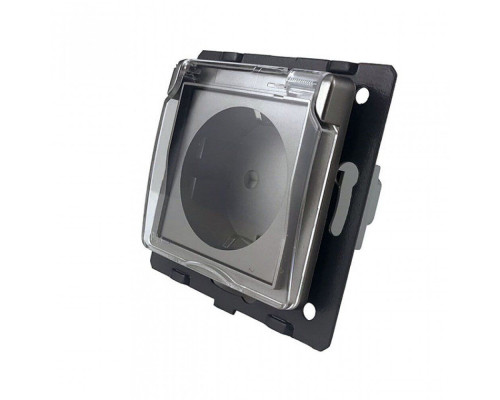 Механизм розетка влагозащищенная с крышкой серый Livolo (C7-C1EUWF-15)