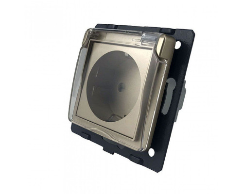 Механизм розетка влагозащищенная с крышкой золотой Livolo (C7-C1EUWF-13)