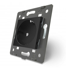 Механизм силовая розетка с заземлением черный Livolo (C7-C1EU-12)