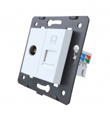 Механизм телевизионная и компьютерная розетка белый Livolo (C7-1V1C-11)